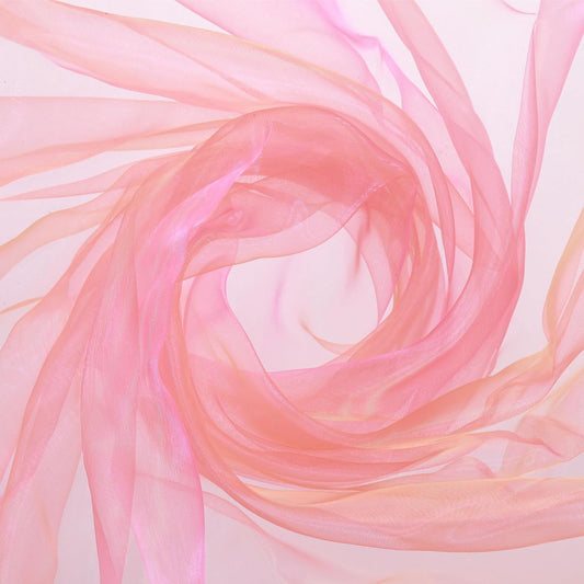 MECCANIXITY Iridescent Sheer Organza Fabric, 10 Yards x 59 Inches Solid Holographic Shiny Fabric Organza Cloth for Wedding, Curtains, Costume, Photo Background, Gradient Fluorescent Orange