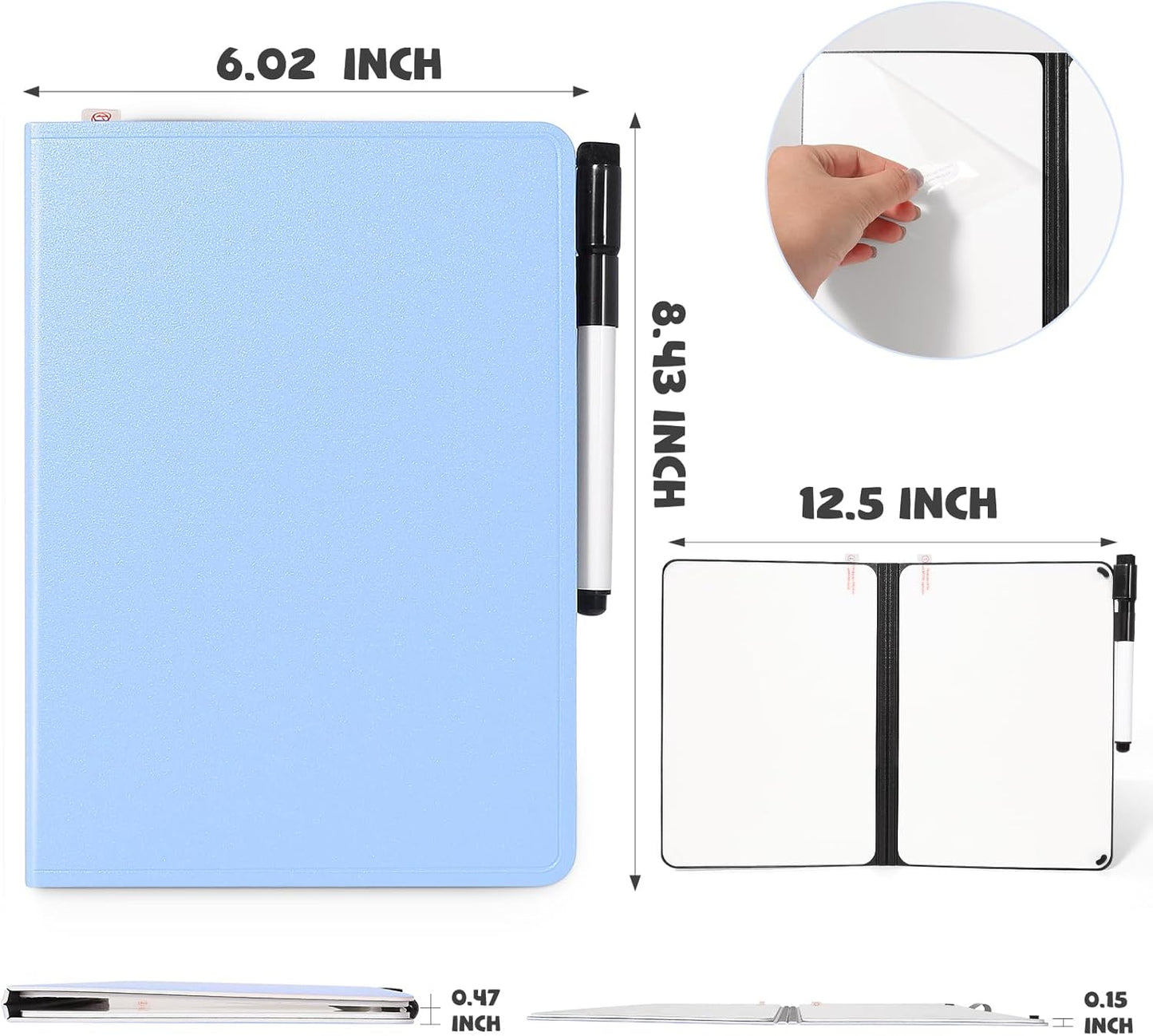 AGM Portable White Board Dry Erase, Double Sided Folding Whiteboards with Pen, Small Dry Erase Board for Study, Meeting, Doodling, Planning, Blue