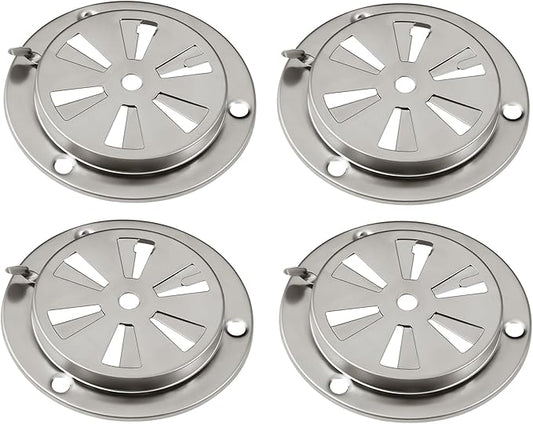 BBQ Smoker Air Vent Set, 4 Pieces Stainless Steel Grill Damper for Increased Airflow, Replacement Parts for Grill, Stove and Smoker