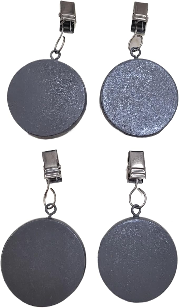 TwoFish Home Set of 4 Gray Round Pendant Resin Tablecloth Weights Clips Gray Round Pendant Handicraft Tablecloth Clamps Pack of 4