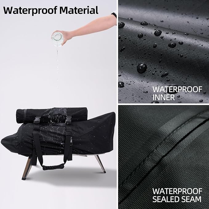 NOELIFE Carry Cover for Ooni Karu 12 and Karu 2 Pizza Oven, Waterproof Pizza Oven Accessories for Ooni 12 with Seperate Chimney Bag, with Bottom Straps for Fixation (Oven Not Included)