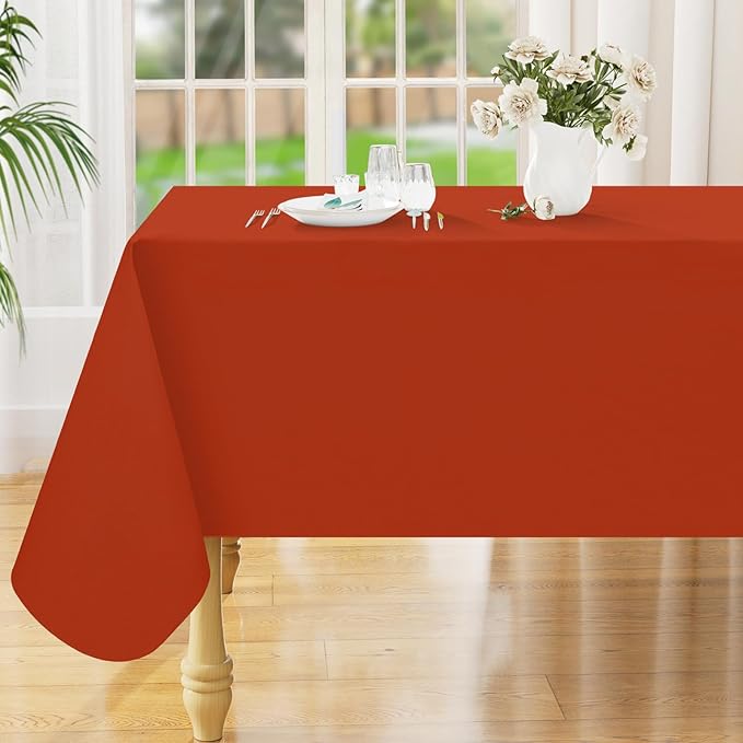 Smiry Rectangle Table Cloth 60x120 Inch, Waterproof Wipeable Vinyl Tablecloths Protector, Oil Spill Proof Plastic Table Cover for Dining, Picnic, Camping, Outdoor, Rust