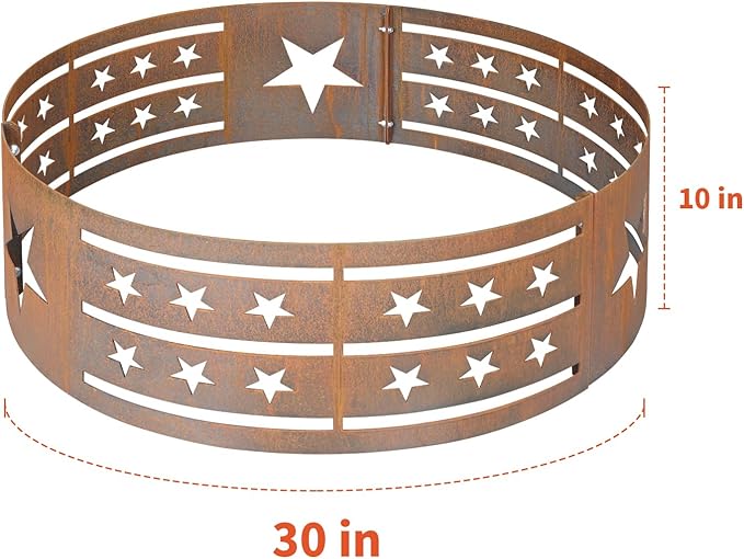 Fire Pit Ring, 30" Steel Fire Ring Heavy Duty Carbon Steel Liner, Outdoor Cooking Camping Steel Fire Ring Combo Insert DIY Campfire Liner