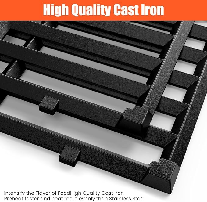 QuliMetal 66089 66097 Grill Grates for Weber Genesis 2 E-410/E-415/E-435, Grill Parts for Weber GS4 Genesis II/LX E-440 Series Gas Grills, 18.7" Cast Iron Replacements for Weber 66089 66097