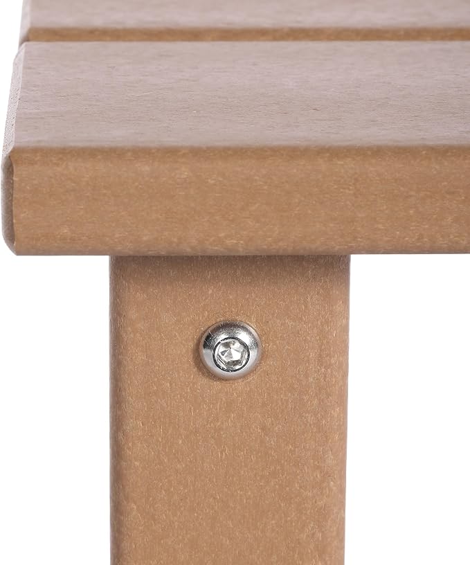 Costaelm Kids Outdoor Side Table, Small Patio HDPE Adirondack Square Table, Porch End Table for Outside Pool Garden, Teak