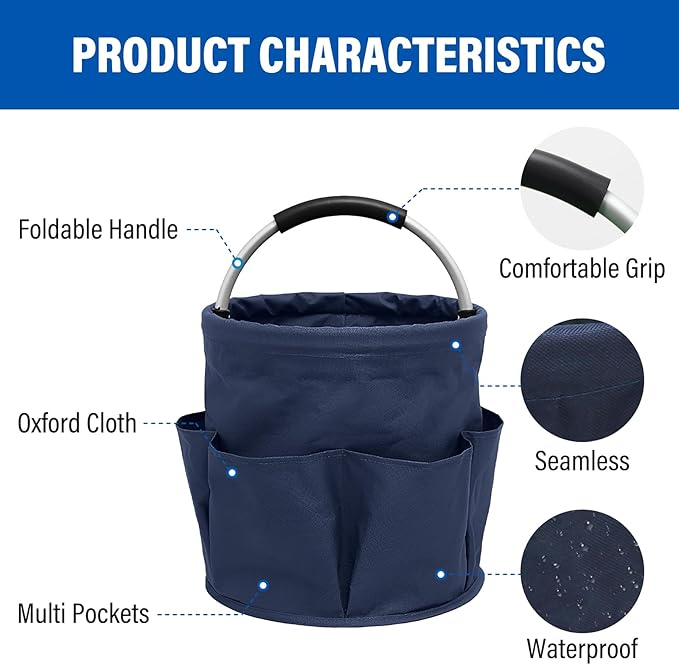 Multifunctional Folding Basket with Handles: Portable Picnic Baskets, Outdoor Beach Baskets, Garden Picking Baskets, Gift Baskets, Collapsible Bathroom Storage Baskets (Blue)
