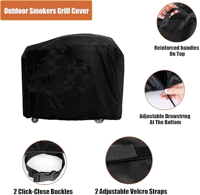 Grill Cover for RT-B380 & RT-B380X Bullseye Deluxe, Waterproof Outdoor Covers for Electric Pellet Smoker Grill, BBQ - 22.5" D x 38" W x 41" H
