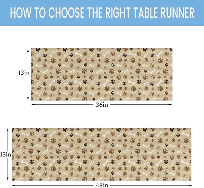 Pet Paws Table Runner Kitchen Dining Table Runner 13*36in Table Center Decor for Indoor Outdoor Home Holiday Party