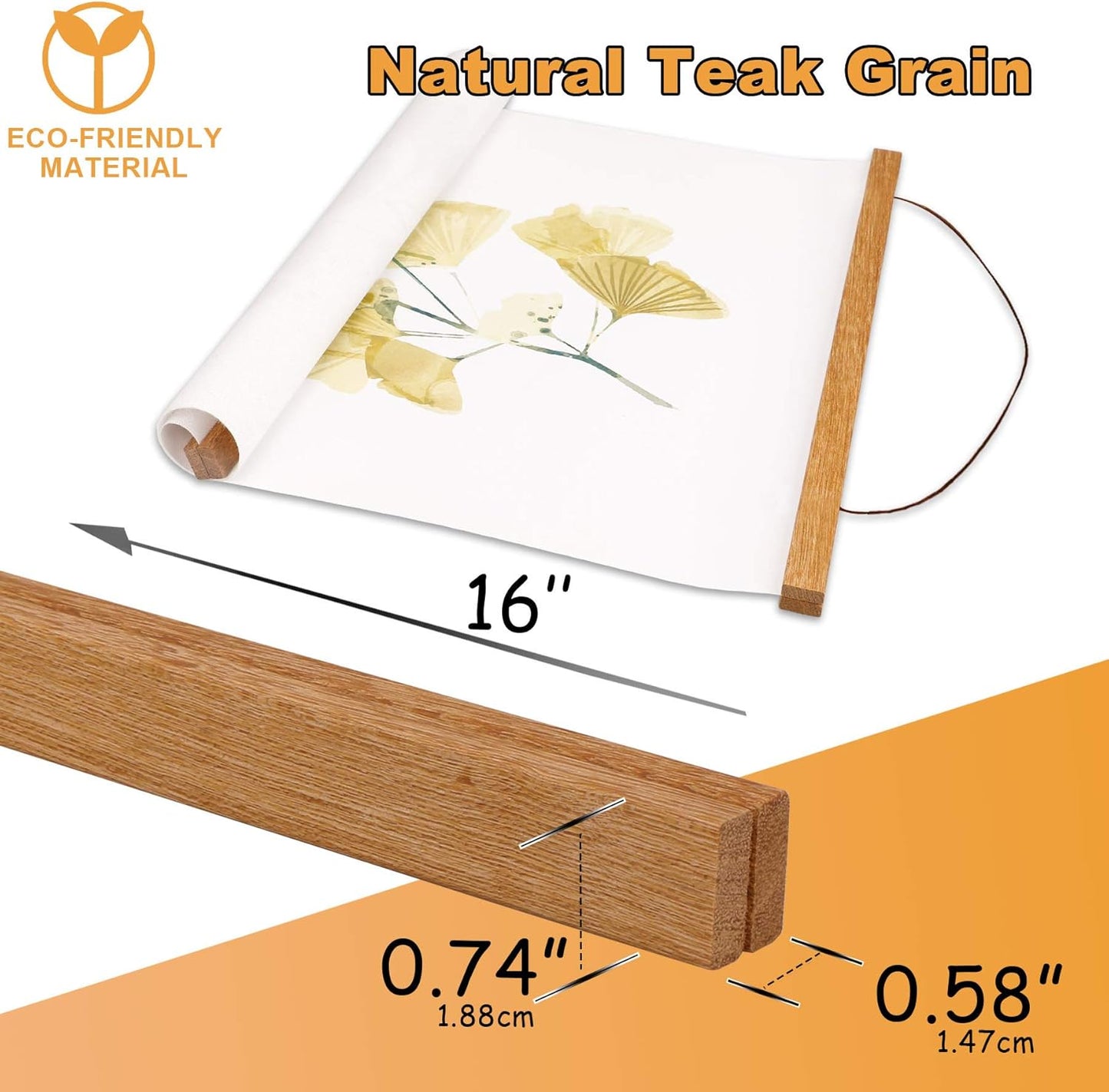 WITCOLOR Magnetic Poster Hanger Frame - 16x20 16x24 16x12 Wooden Poster Frame, Solid Teak Wood, Strong Magnets for Easy Hanging Posters Maps Pictures Canvas Scrolls Print Wall Art Christmas Decor