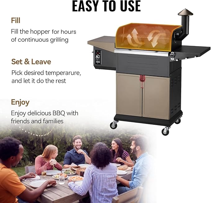 Z GRILLS 8-in-1 Outdoor BBQ Grill with PID 3.0 Controller, Wood Pellet Smoker, Auto Temperature Control, Huge Storage Cabinet Side Shelf with Tool Hooks, 572 sq in Cooking Area for Camping Party