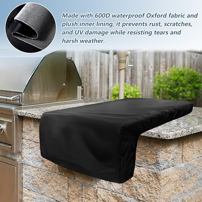 Burner Cover for 22 inch Delta Heat Power Burner Built-in Natural Gas Griddle,Heavy Duty 600D Waterproof Burner Cover with Plush Lining,Suitable 26''L x 22''W x 15''H,Black