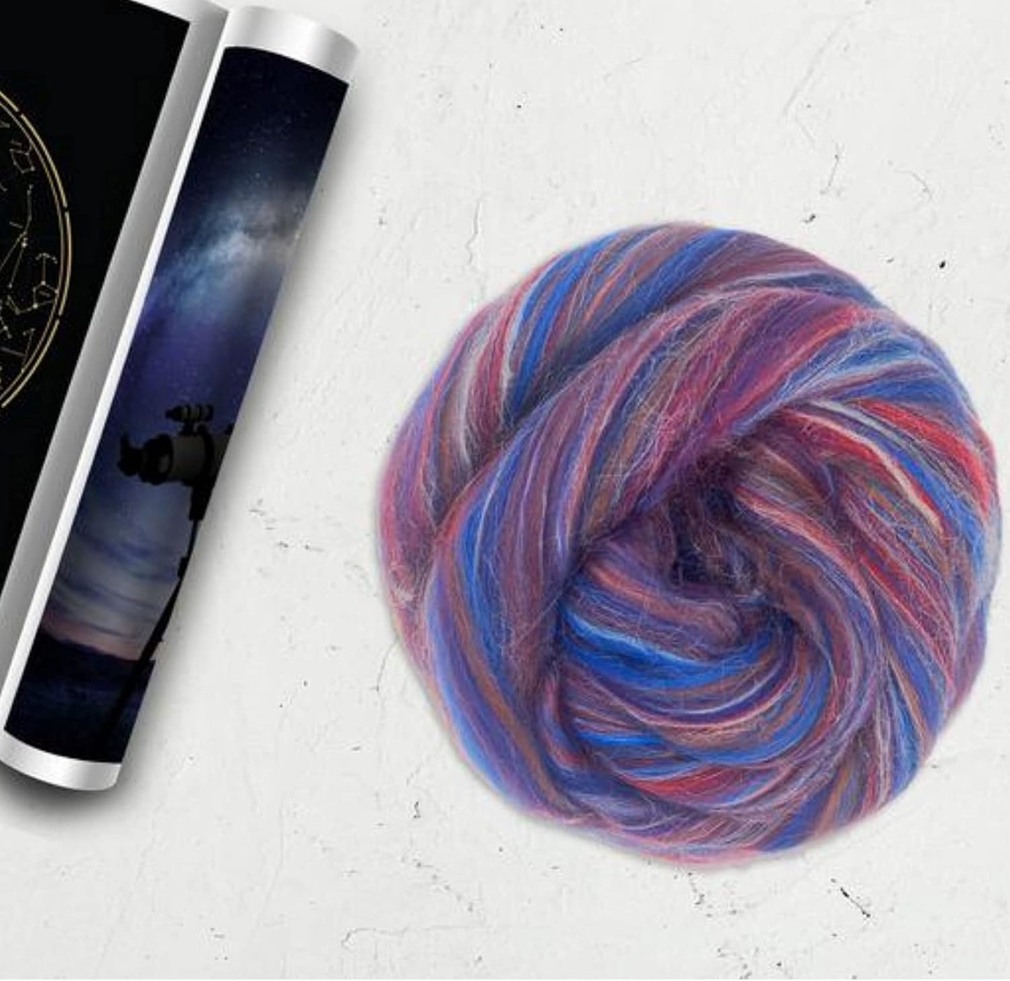 Revolution Fibers – Constellation Range Roving (8 Ounces) | Multicolored Tonal Blend of 70% Dyed Merino and 30% Tussah Silk Combed Top | Soft Fiber for Felting, Spinning, Knitting (Gemini Purple)