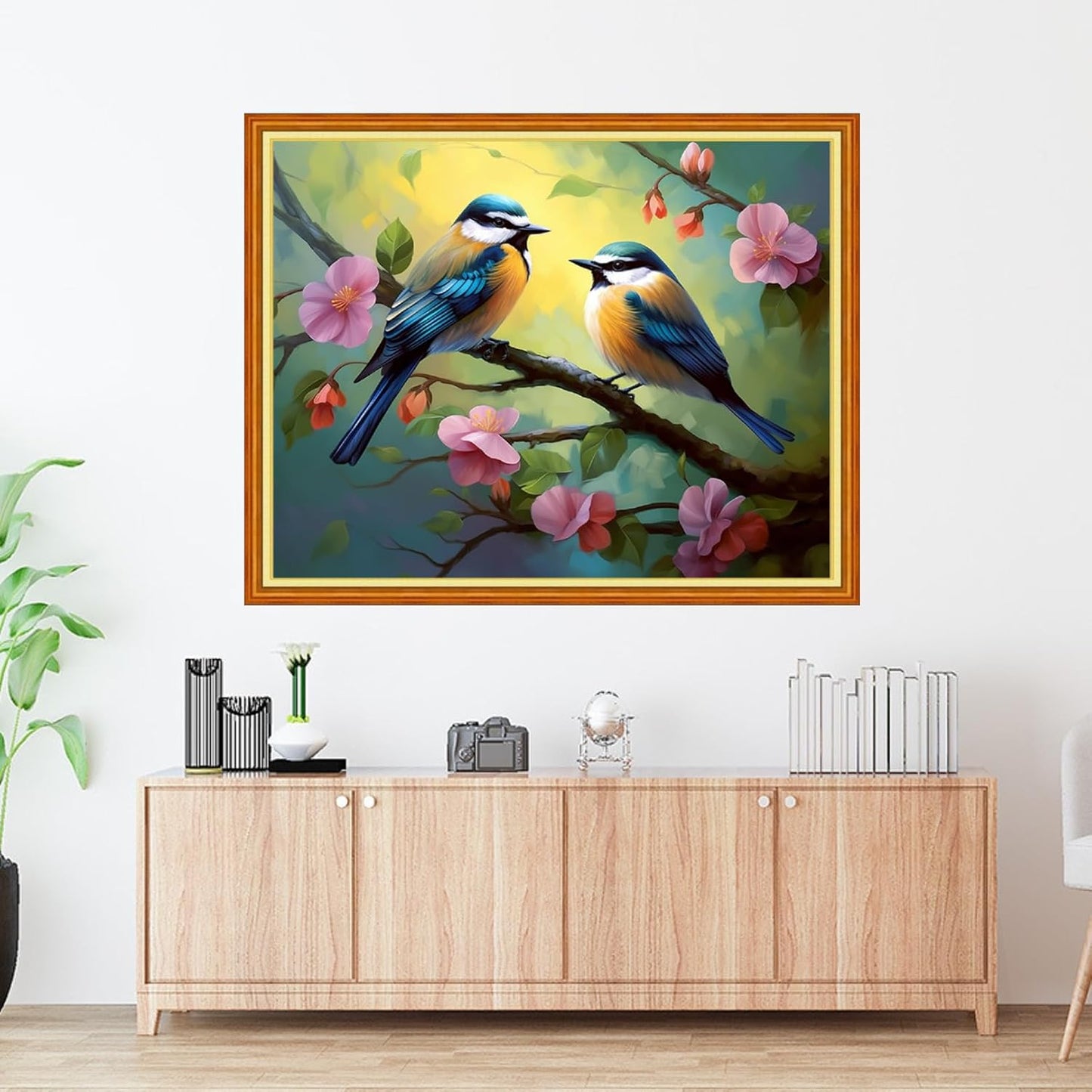 Foxdiviy Stamped Cross Stitch Kits Full Range of Embroidery Needlework Starter Kits for Beginners Adults 11CT Embroidery Patterns Art Crafts DIY Needlepoint Kits-Happy Little Bird 16x20 inch