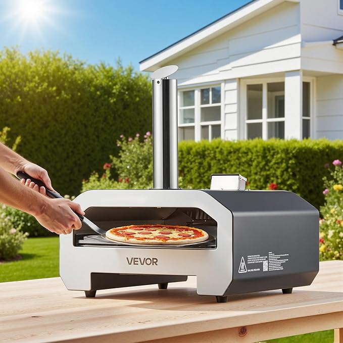 VEVOR Dual Fuel Pizza Oven Outdoor, 16 in Wood Fire & Propane Gas Pizza Oven, Portable Pellet & Propane Pizza-Maker with Thermometer, Large Multi Fuel Pizza Cook for Outside Camping & Backyard