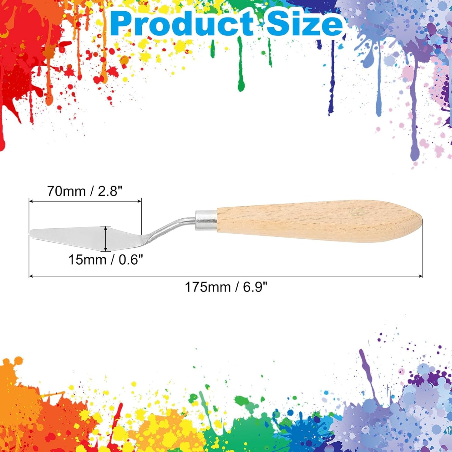 PATIKIL Art Spatula, No.6 15mm Stainless Steel Flexible Palette Knife Painting Knife Painting Spatula Oil Painting Mixing Scraper with Wood Handle for Canvas Acrylic Painting, Brown