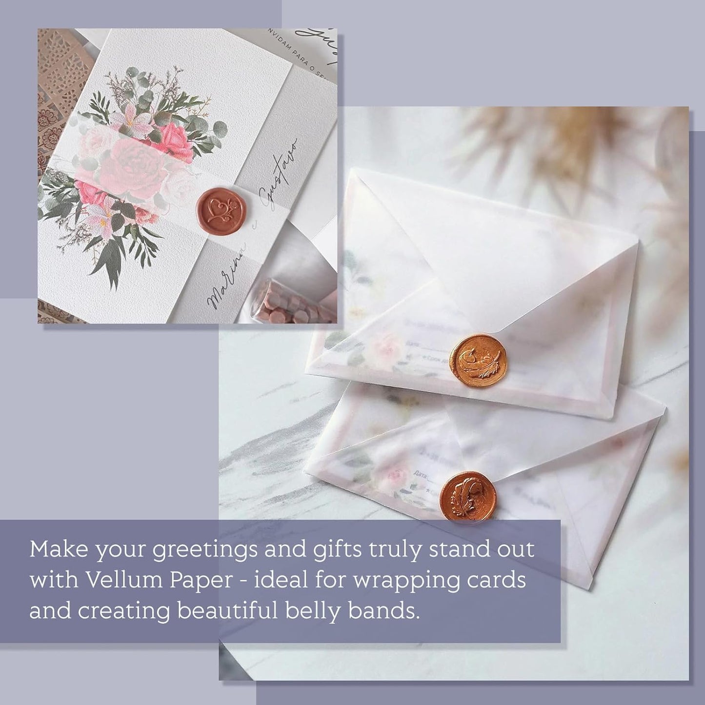 Translucent Vellum Paper 8.5 x 11, Goefun 100 Sheets Vellum Tracing Paper Printable for Invitations, Card Overlays, Belly Bands, DIYs, Sketching, Drawing