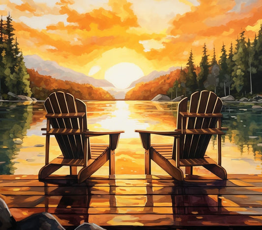 14CT Counted Cross Stitch Kits for Adults Mountain Flowers Stamped Cross Stitch Kits for Adults Clearance (Lake)