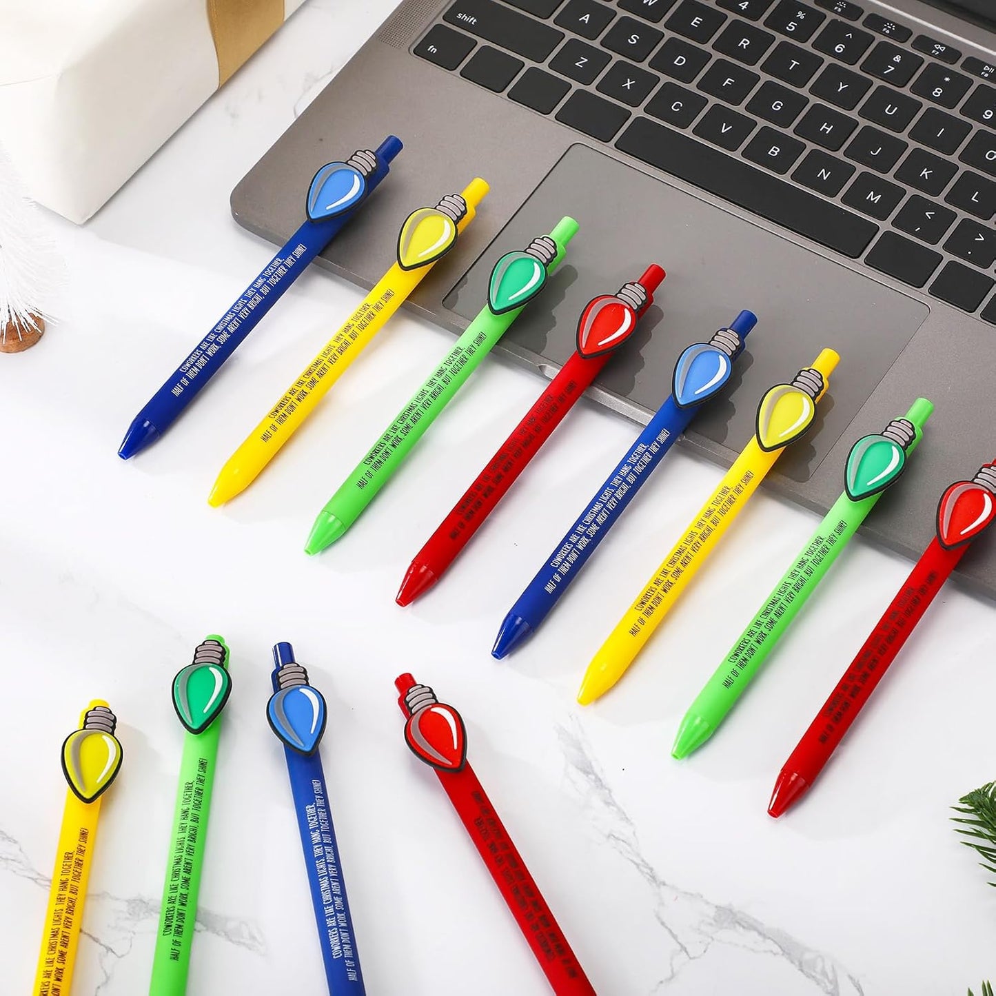 Eaasty 24 Pcs Christmas Gifts for Coworkers Appreciation Ballpoint Pens Bulk Coworkers Are Like Christmas Lights Holiday Thank You Gifts for Employee Team Colleagues (Appreciation)