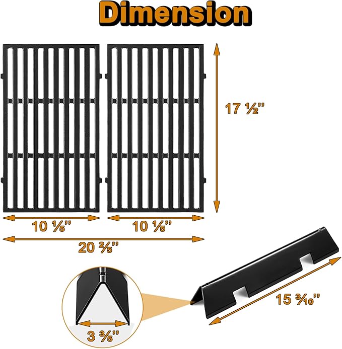 Spirit E-210 Flavorizer Bars Grill Grates Replacement Parts for Weber Spirit Grill Parts Spirit E210 210 S210 Spirit II E-210 II E210 Spirit 2 E210 E-210 GS4 7635 Flavor Bars 7637 Cooking Grates
