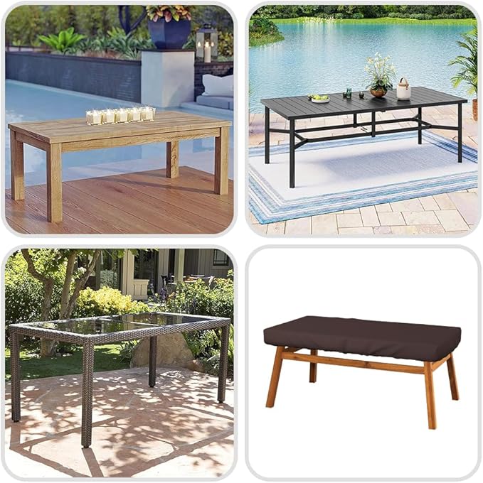 Covers & All Rectangle Table Top Cover, 12 Oz Waterproof UV & Weather Resistant Patio Table Cover, Outdoor Table Cover for Patio Furniture (90" L x 40" W x 5" H, Coffee)