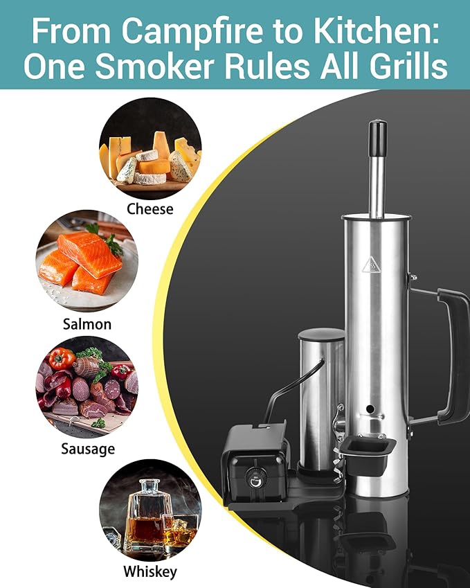 Cold Smoke Generator for BBQ Grills, Hot/Cold Smoker for Cheese, Meat & Fish, Works with Wood Pellets and Chips Cold Smoker and for Creating Your Own DIY Smoking Chamber, Great Gift for Men & Fathers