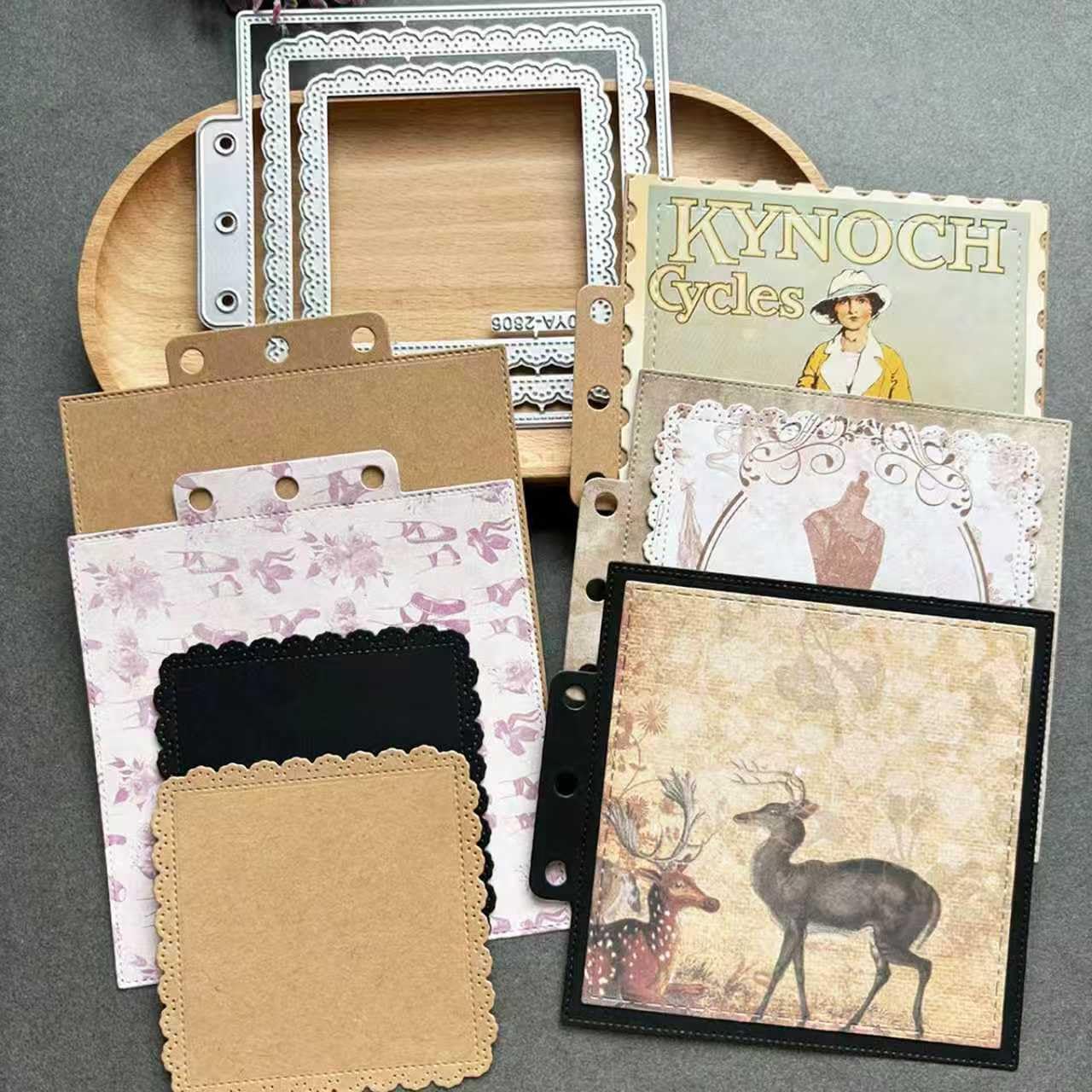 Square Lace Loose-Leaf Cutting Dies, Backgrounds Frame Die Cuts Metal Stencils Scrapbooking Tools DIY Craft Carbon Steel Embossing Template for Paper Card Making Album Arts Crafts Supplies