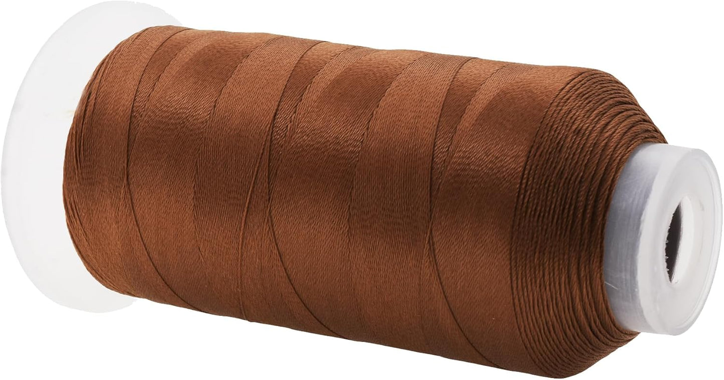 Mandala Crafts Russet Brown Heavy Duty Thread - 1500 Yds Tex 70 for Sewing, Drapery, Jeans, Leather, Hair, Bonded Polyester Outdoor Marine Upholstery