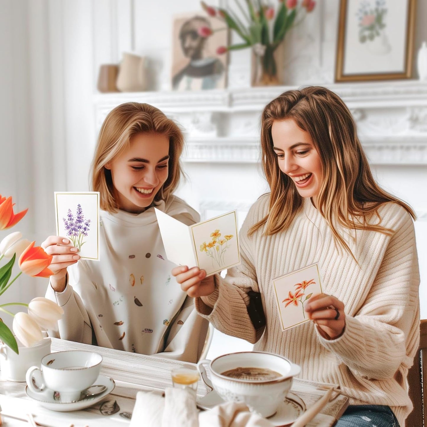 Blank Cards, 30 Pack Blank Greet Cards, Elegant Gold Foil Blank Note with Envelopes, Perfect Stationary Set For All Occasions, 5 Assorted Floral Designs