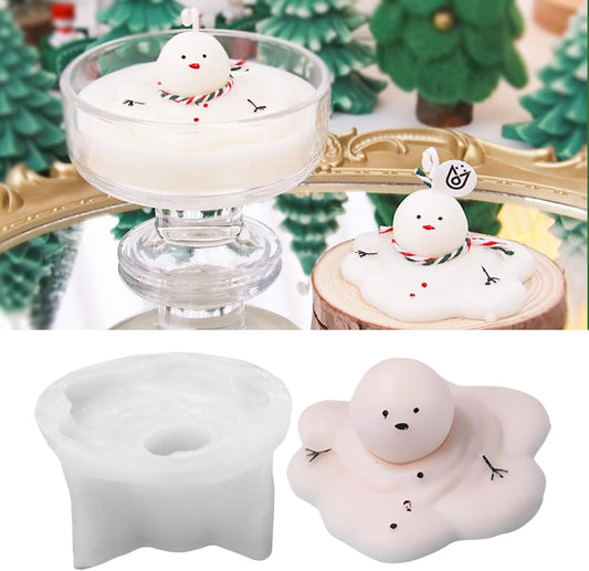 Silicone Molds Candle Cute Melting Snowman Resin Candle Molds for Christmas Party Decoration Candle Form Epoxy Plaster Mould (2.6 in)