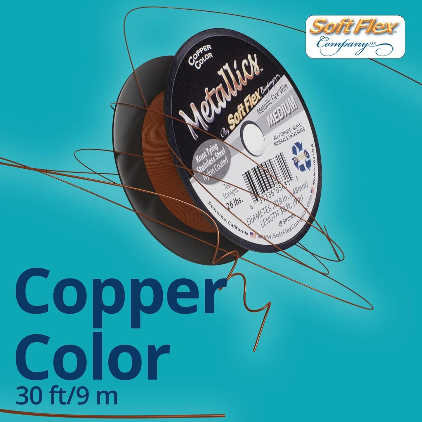 Soft Flex 49 Strand Beading Wire - Medium 0.19 Diameter - 30 Feet Nylon Design Wire