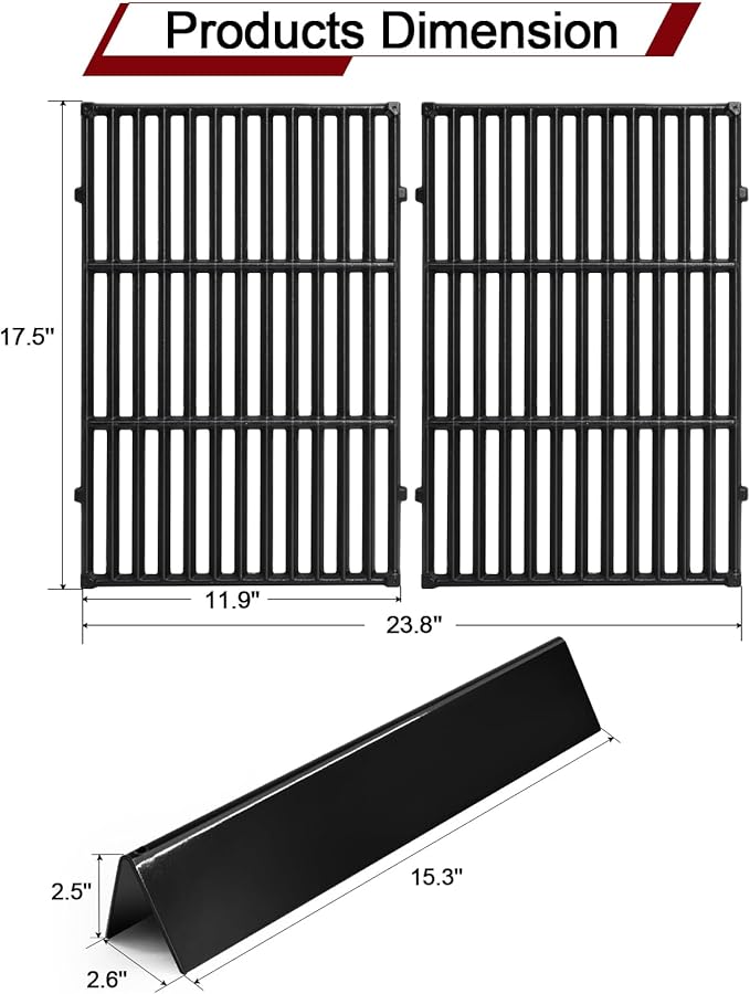 Hiorucet 7638 Grill Grates 7636 Flavorizers Bars for Weber Spirit 300 Series Grills with Front Mount Controls Weber Spirit II E-310 E310 E320 E330 S310 S320 S330 II S-310 Spirit 2 GS4 Grill Parts