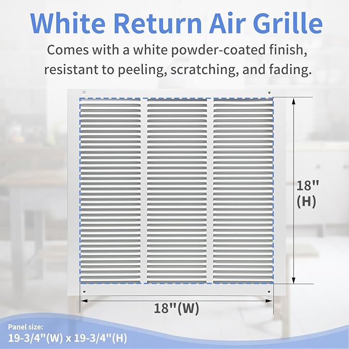 18"W x 18"H [Duct Opening Size] Steel Return Air Grille, Air Return Vent Cover for Ceiling and Sidewall - HVAC Air Vent Covers - [Outer Dimensions: 19.75"W x 19.75"H]