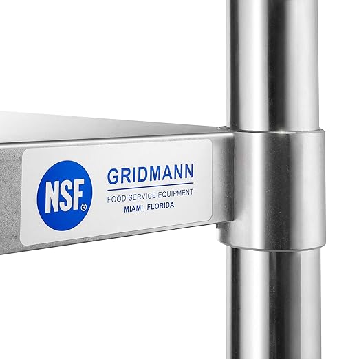 GRIDMANN Stainless Steel Work Table 48 x 30 Inches, NSF Commercial Kitchen Prep Table with Under Shelf for Restaurant and Home