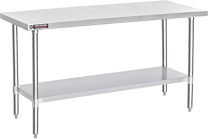 DuraSteel 30x72 Stainless Steel Prep Table - NSF Commercial Kitchen Metal Worktable - Large Laboratory Benches with Under Shelf - For Laundry Room, Kitchen, Garage, Restaurant