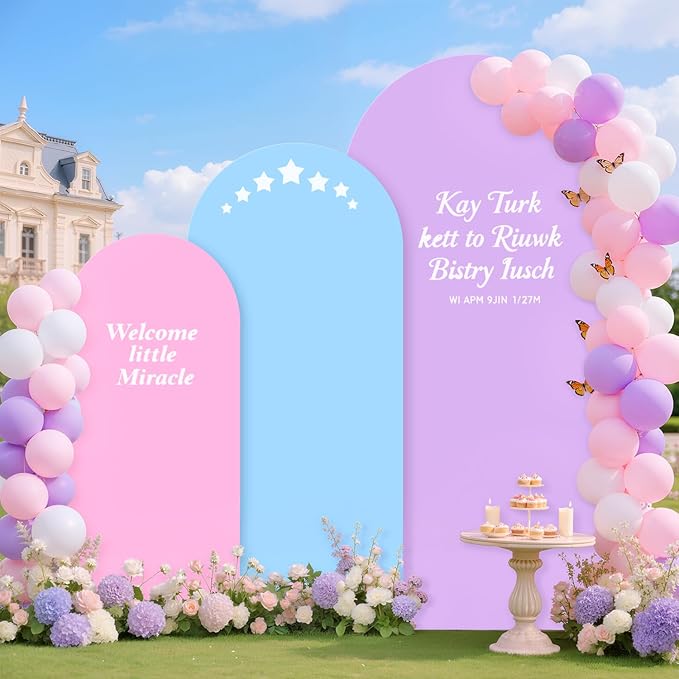 MODFUNS Spandex Arch Cover Set of 3 Mixed Color Arch Backdrop Cover 4&5&6ft Fitted Arch Covers Stetchy Backdrop Chiara Arch Stand Covers for Wedding Ceremony Banquet Birthday Party Decor