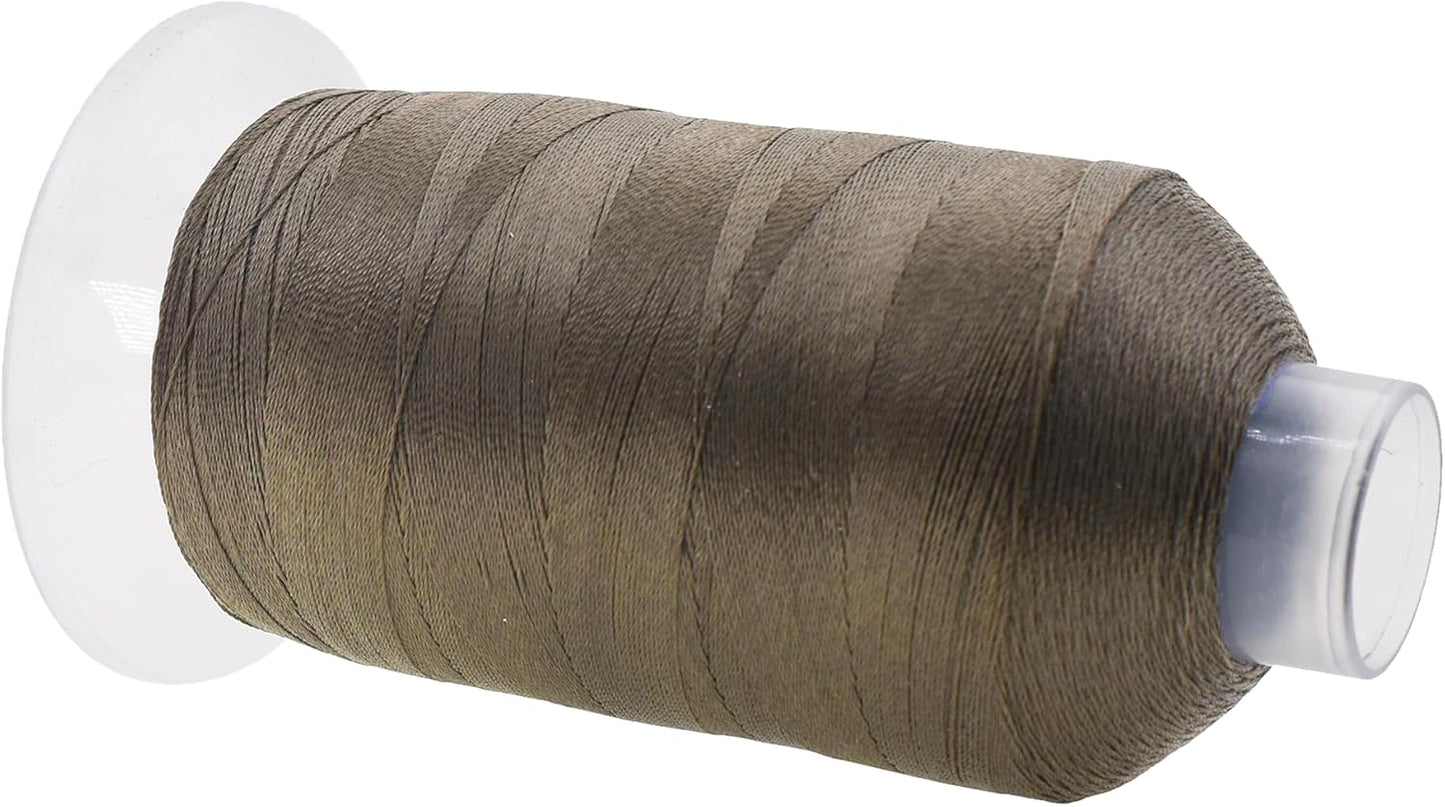Mandala Crafts Dark Beige Heavy Duty Thread -1500 Yds Tex 90 Thread for Sewing Drapery Jeans Leather Hair - Bonded Polyester for Outdoor Marine Upholstery