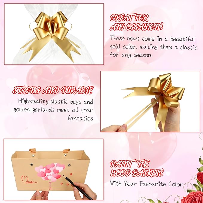 PerKoop 24 Pack Baskets for Gifts Empty Bulk 6.5 x 9.8'' Thick Kraft Gift Basket with Bows and Bags Empty Gift Baskets for Valentine's Day Easter Birthdays Wedding Snacks Farmers Market(Khaki)