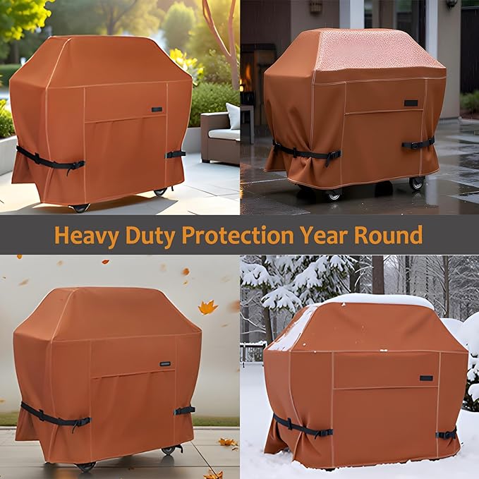NettyPro Grill Cover Heavy Duty Waterproof 48 inch, Outdoor 2-3 Burners Gas BBQ Cover for Outside Weber, Char-Broil, Brinkmann, Nexgrill Barbecue, Brown