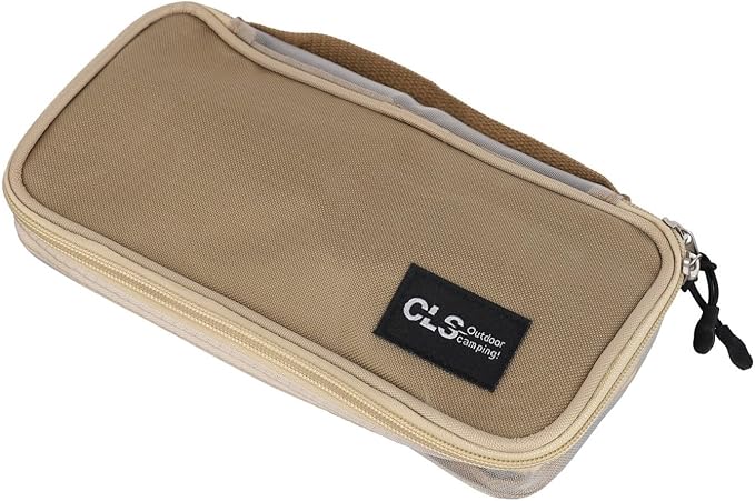 Portable Camping Kitchen Utensil Organizer Roll Bag Outdoor Cutlery Storage Case Tableware Holder for Travel Picnic Backpacking BBQ Hiking Beach Park Activities（Khaki）