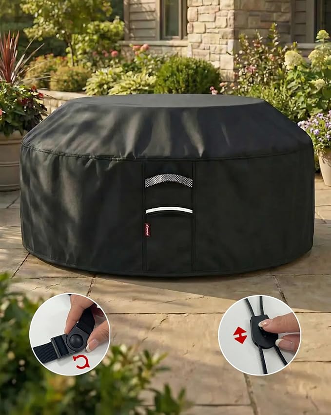 Waterproof Octagon Picnic Table Cover, Fits 90 Inch Outdoor Patio Table Cover for 8-Sided Tables, Heavy Duty 420D Outdoor Furniture Cover, 90.5"D x 25"H