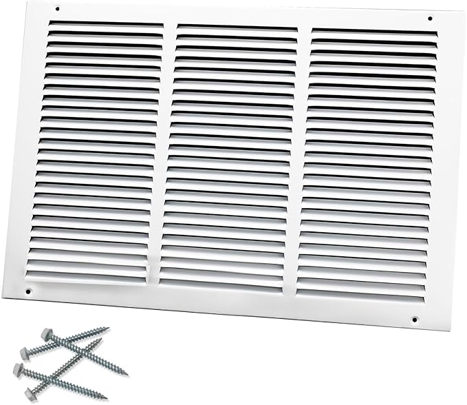18"W x 12"H [Duct Opening Size] Steel Return Air Grille, Air Return Vent Cover for Ceiling and Sidewall - HVAC Air Vent Covers - [Outer Dimensions: 19.75"W x 13.75"H]