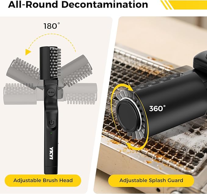 Electric Rotary Grill Brush for Outdoor Grill, 3-Speed Power Control, 304 Stainless Steel BBQ Grill Brush with No Bristle Shedding, 90 Mins Extended Runtime Grill Cleaning Brush (Black)
