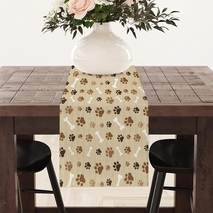 Pet Paws Table Runner Kitchen Dining Table Runner 13*36in Table Center Decor for Indoor Outdoor Home Holiday Party