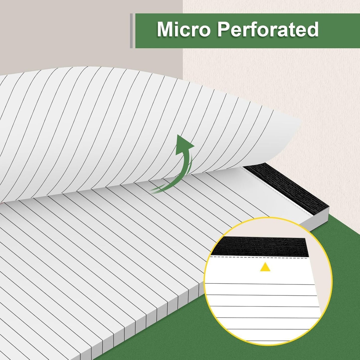 8 Pack Legal Note Pads 5 x 8 Inch Small Writing Pads College Ruled Notepad, White Legal Pads for Work or School, 30 Sheets/Pad, Perforated Recycled Note Paper for Note-Taking, Grocery List
