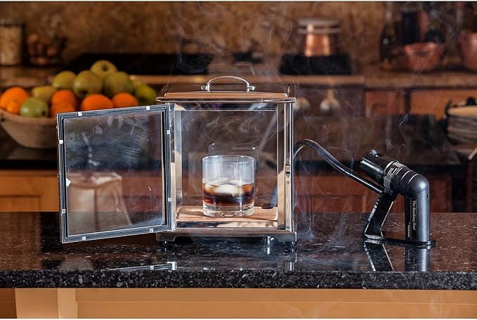 Crafthouse by Fortessa Glass Cocktail Smoking Box with Handheld Smoker