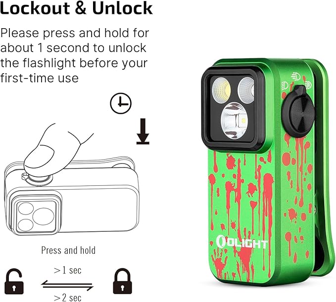 OLIGHT Oclip Pro EDC Flashlight Clip-on Light, Rechargeable 500 Lumens with Three Lighting Solutions Type-C Charging, Magnetic Flash Lights for Signaling, Cycling, Outdoor or Indoor Use(Zombie Green)