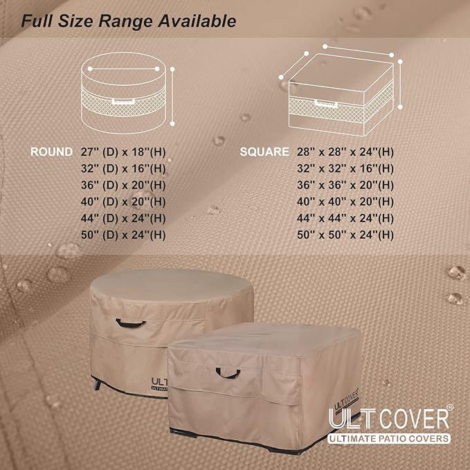 ULTCOVER Patio Fire Pit Table Cover Round 27 inch Outdoor Waterproof Fire Bowl Cover