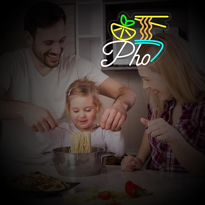 Pho Neon Sign for Wall Decor, Vietnamese Pho Led Sign for Vietnam Noodles Shop, Light up Signs for Business, Restaurant, Kitchen