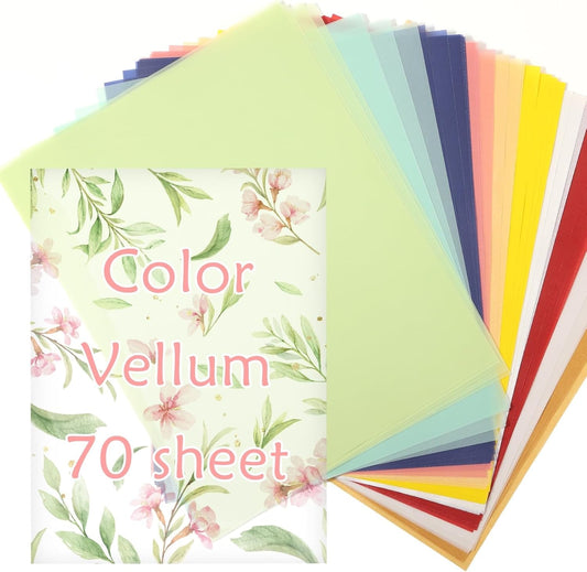 70 Pcs Colored Vellum Translucent Paper 8.5 x 11 inches Tracing Vellum Paper for Greeting Card Invitation Overlays, Sketching Crafting Scrapbooking, Journaling, Lanterns Making