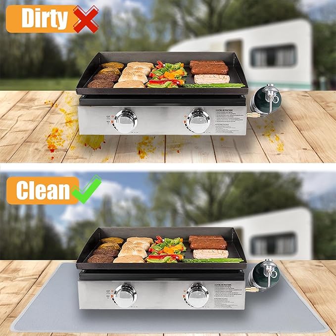 24 x 31 in Heat Resistant Grill Mats for Outdoor Tabletop Grill to Protect Your Prep Table and Outdoor Grill Table, Fire Proof & Water Proof & Oil Proof BBQ Mat - Grey(0.6mm)